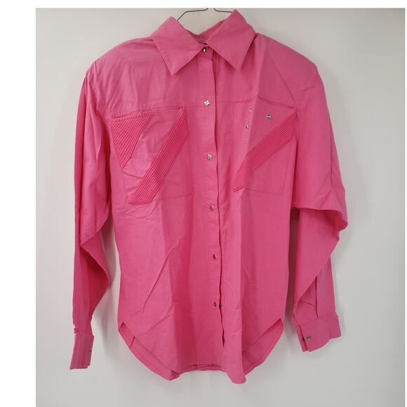THE TALL COLLECTION 100% Cotton Long Sleeve Button Down Pink Top Womens Size 12 - Picture 1 of 3